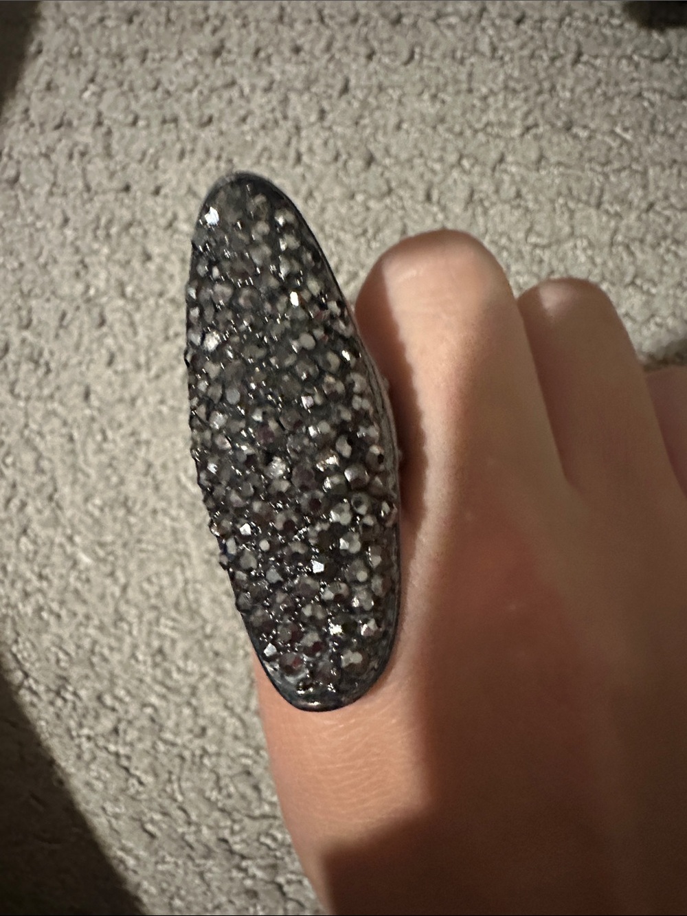 Guess by Marciano Black Pavé Oval Crystal Toe Ring